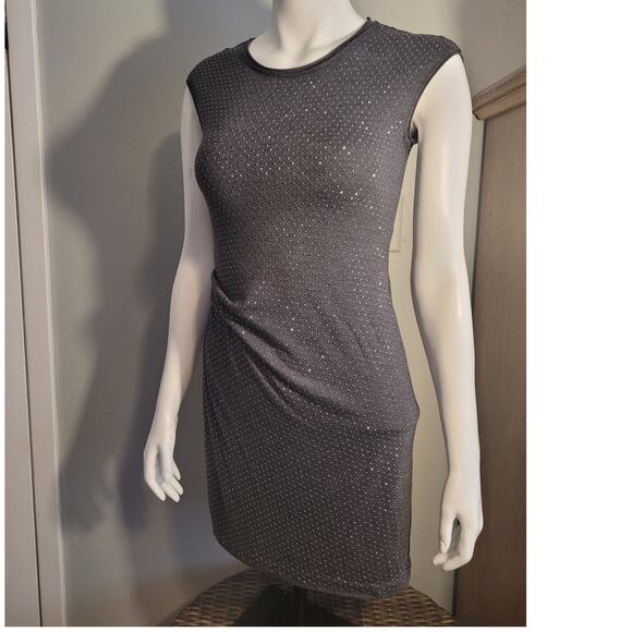 Rebecca Taylor Charcoal Studded Bodycon Party Dress XS Glam Witchy Quietlux - Picture 9 of 13